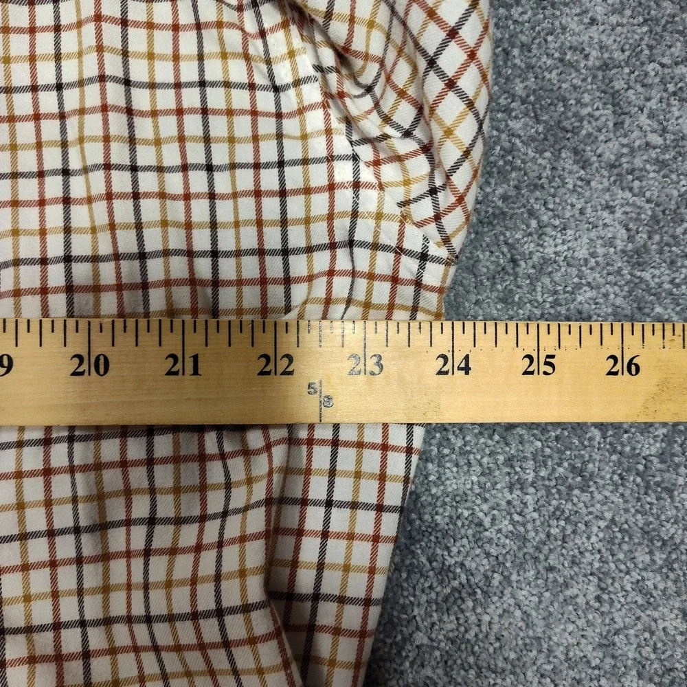 Cabelas Mens Long Sleeve Plaid Button Up Shirt Brown Tan Pocket Casual L